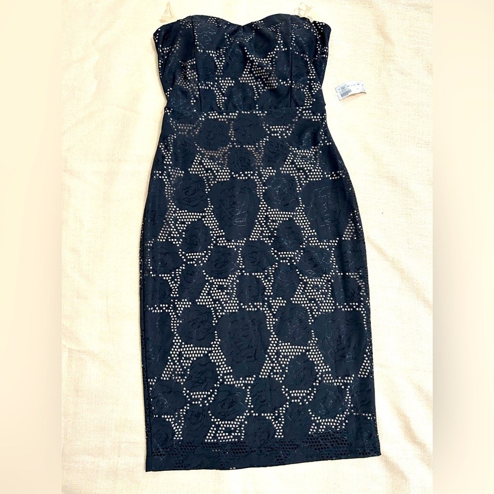 Diosa Black semi backless sheer black dress. size Medium.